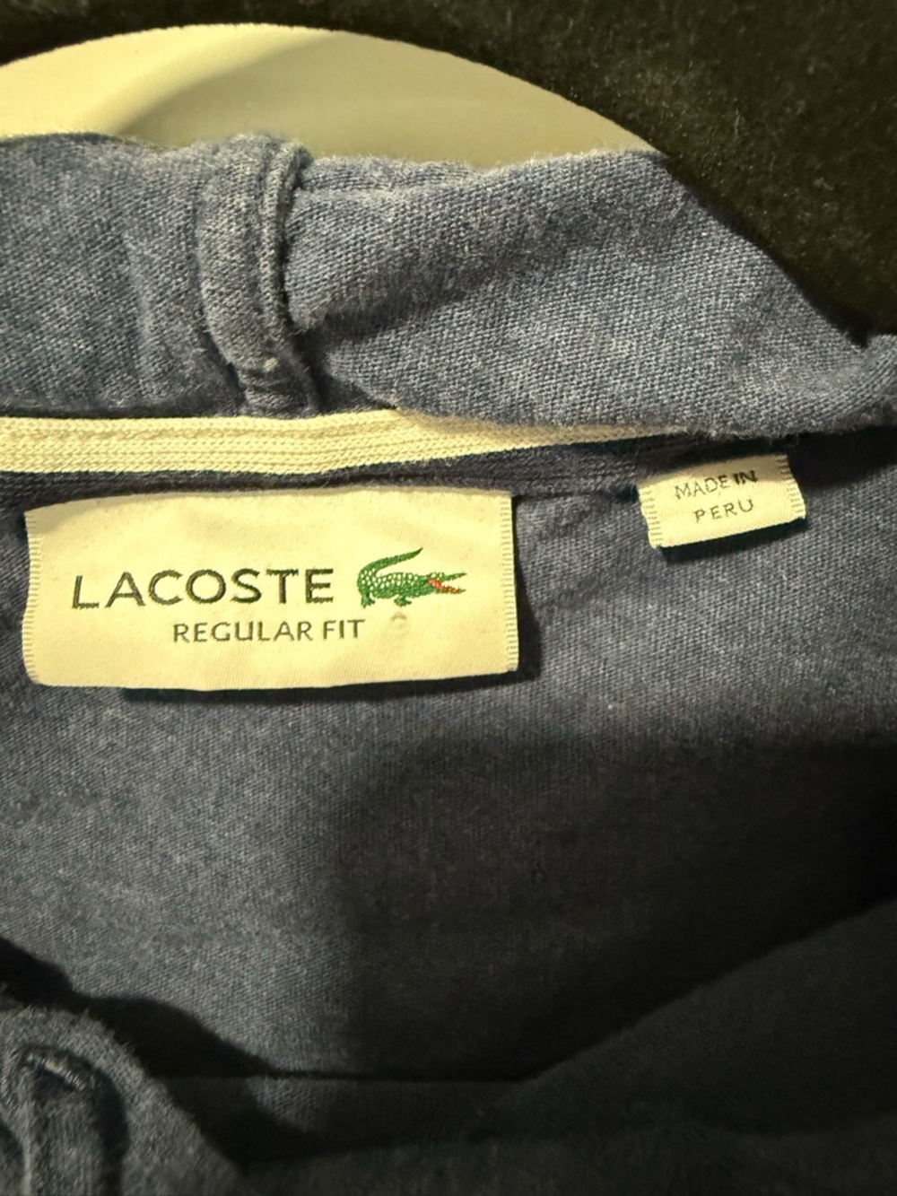 Lacoste Men's Heather Navy Pullover Hoodie with Crocodile Logo - Picture 3 of 8